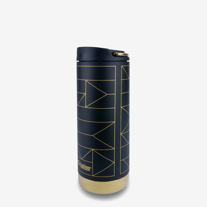 Klean 12oz Coffee Mug - Gold and Black Geometric Design