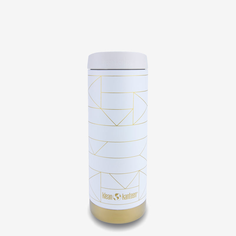 Klean 12oz Coffee Mug - Gold and White Geometric Design